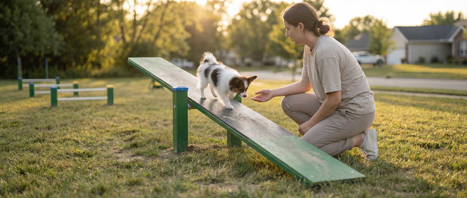 Guide : Initier son chiot à l'agility dans un parc chien collectivité.