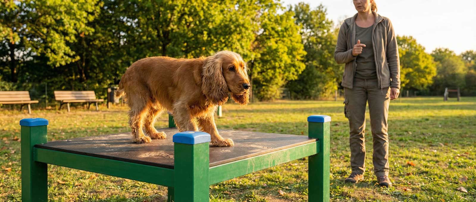 Apprendre les zones de contact en agility au sein du parc canin.