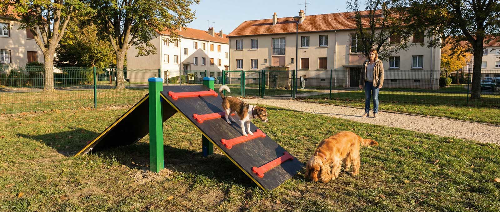 Optimiser l'espace d'un petit parc pour chien avec des modules compacts.